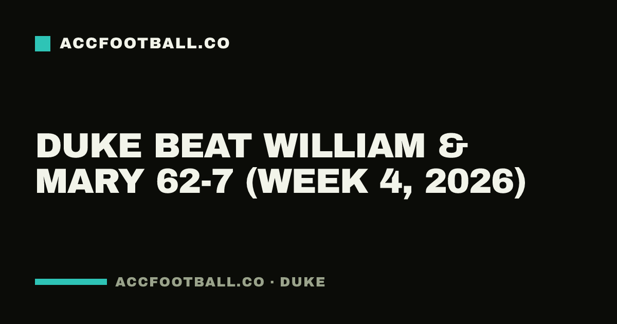 Duke beat William & Mary 62-7 (Week 4, 2026)